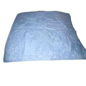 Elegant Sky Blue Patchwork Baby Quilt